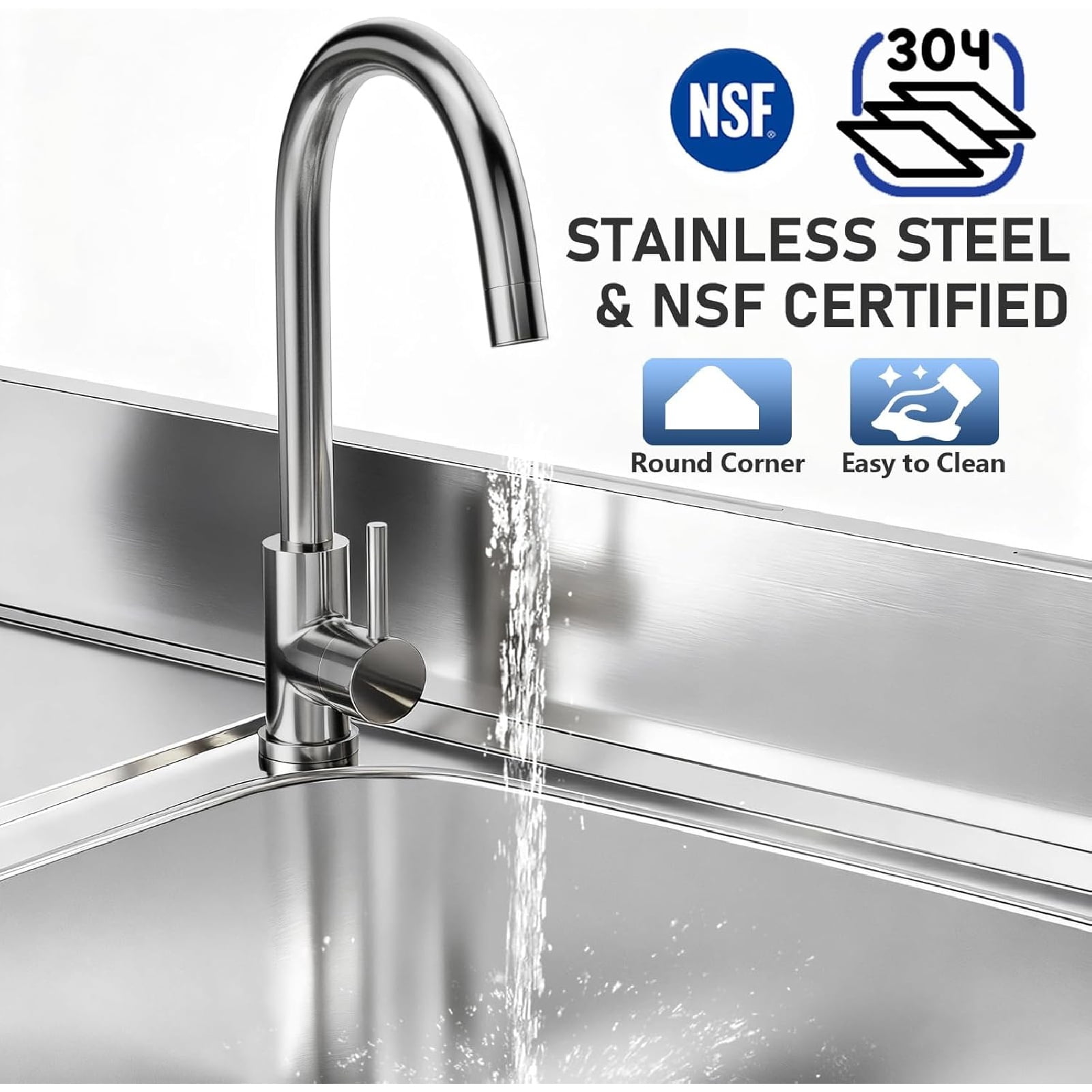 304 Stainless Steel Utility Sink, 39" Free Standing Single Bowl Restaurant Outdoor Kitchen Sink with Workbench, Knife Rack, Drawer, Storage Shelf & 360° Hot and Cold Faucet for Kitchen, Laundry Room