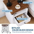 thumbnail image 4 of BeesClover Modern Farmhouse Nightstand with Charging Station, 2 Drawer Rustic Bedside Table with USB Ports & Outlets, Nightstand with Open Shelf for Bedroom, Living Room, 4 of 8