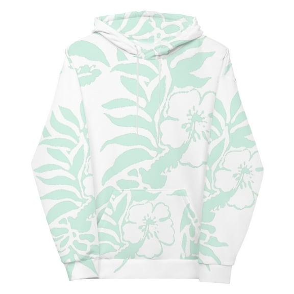 Unisex Floral Island Reef Hibiscus Tropical Beach Fleece Hoodie All Over Hawaiian Print