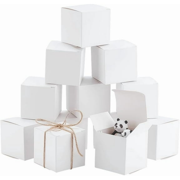 30pcs White Gift Box Small Paper Boxes Mini Candy Box Cardboard Box with Lid Favor Treat Box Kraft Boxes Gift Wrap Boxes for Presents Wedding Birthday Valentine's Day 2.3x2.3x2.3 Inch
