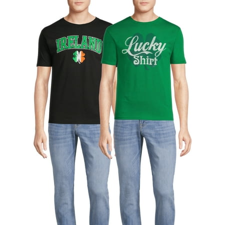 St. Patrick's Day Men's and Big Men's Lucky and Ireland Graphic T-Shirt, 2-Pack