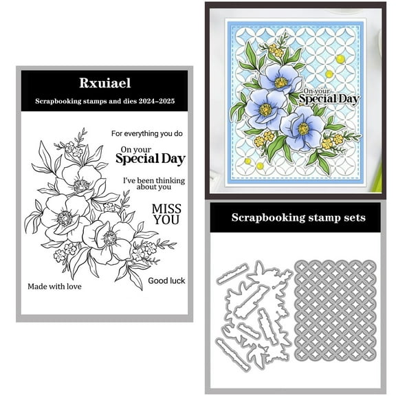 Rxuiael Stamps and Cutting Dies Sets for 2025-2026 Stamps Dies Card Crafting for Card Making