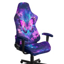 Xixirimido Butterfly Floral Galaxy Print Gaming Chair Covers Stretch Removable Washable Computer Reclining Gaming Chair Protector Slipcovers with Armrest Covers