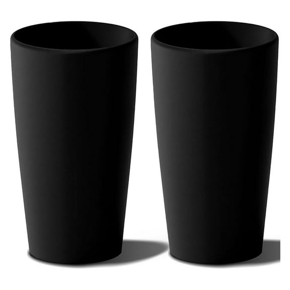 Set of 2 Round Tall Planters 22 Inch, Large Planter for Indoor Outdoor Plants, Modern Flower Pot Containers Large Decorative Tree Planter, Black