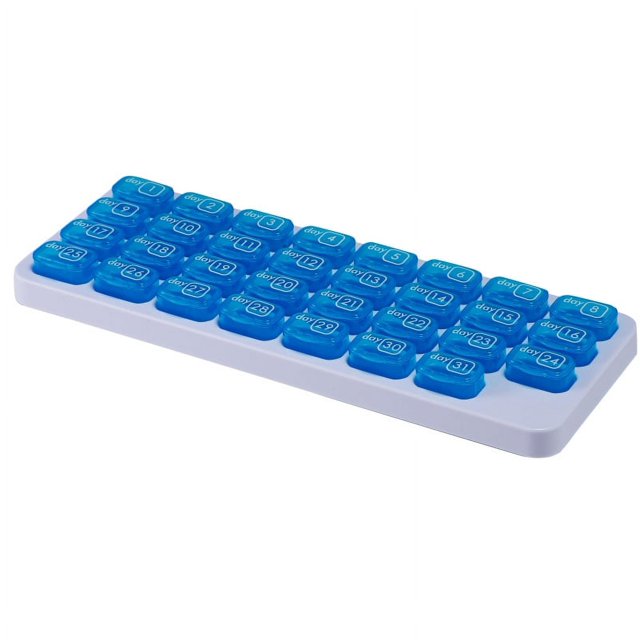 Caja de medicamentos de moda Tome los medicamentos a tiempo Caja de medicamentos con teclado Caja de almacenamiento de 31 rejillas