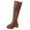 Brown, variant on Heel Western Knee High Boots Tall Riding Footwear for Ladies With On Design And Solid Pattern