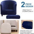 thumbnail image 3 of Housse de Fauteuil Club Ensemble de Pièces Housses de Fauteuil Tub avec Housse de Coussin Housses de Fauteuil en Velours Extensible Housses de Fauteuil Tonneau Rond Doux pour Salon Bar Comptoir Club (Velours), 3 of 8