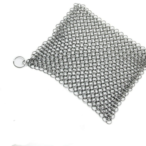 Stainless Steel Chainmail Scrubber for Cast Iron Pans - Rust-Free Cleaning Tool for Griddles, Skillets, and Ovens