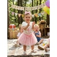 thumbnail image 4 of BemeyourBBs Baby Girl First Birthday Outfit One Years Old 1st Birthday Clothes Letter Puff Sleeve Romper Cupcake Tulle Skirt Set Bow Headband, 4 of 9