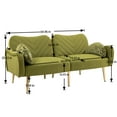 thumbnail image 2 of COOLMORE Mid Century Modern Velvet Love Seats Sofa with 2 Bolster Pillows - 65 inch Couch for Living Room, Bedroom, Home Office - 64.96" x 30.71" x 29.52" (Polyester),Olive, 2 of 9