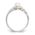 thumbnail image 2 of 10K White Gold Ring Band Pearl (06) June Diamond Round Freshwater, Size 8, 2 of 5
