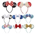 thumbnail image 2 of Diadema con orejas de Mickey Mouse, diadema a cuadros roja para Festival de princesa, lazo de lentejuelas para niños, tocado de fiesta para mujer, accesorios bonitos para el cabello Gao Jinjia LED, 2 of 2