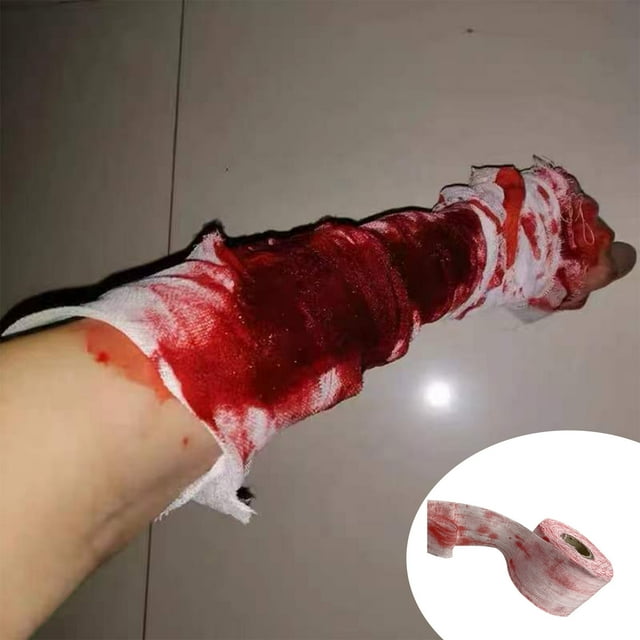 Xihbxyly Maquillaje de Terror para Halloween, Decoraciones Realistas para Heridas, Vendaje Sangriento, Efectos Visuales Espeluznantes, Escape Room para Fiestas, Cosplay de Terror, Fácil de Limpiar, R
