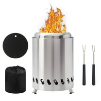6Inch Portable Smokeless Fire Pit-304 Stainless Steel Tabletop Firepit for Camping/Patio,Dual Fuel (Granule/Wood), with Carry Bag&Heat Shield,Backyard Gift