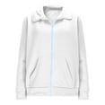 thumbnail image 4 of FRSASU Tops for Women Zip up Hoodless Sweatshirt Ladies Solid Color Long Sleeve Casual Loose Lightweight Jacket White, 4 of 9