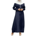 thumbnail image 2 of cllios Robes Maxi Musulmanes pour Femmes Été Manches Longues Vêtements de Prière Fermeture Éclair Robe Conservatrice, 2 of 9