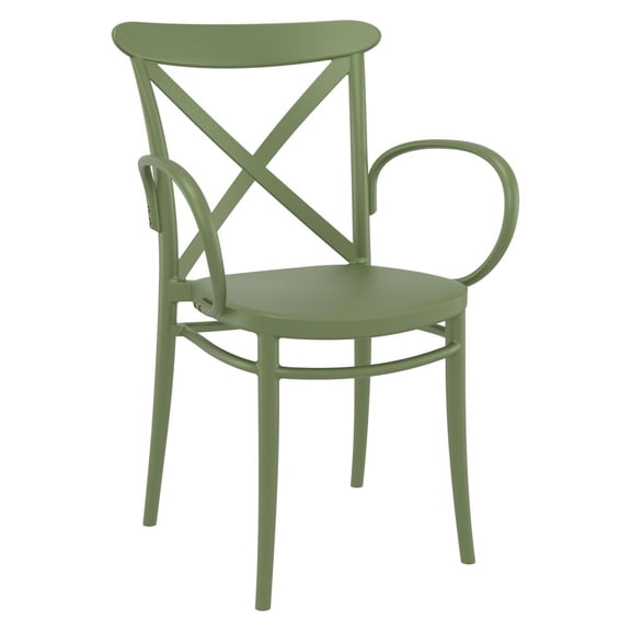 Compamia Cross XL Resin Outdoor Arm Chair Olive Green, Set of 2