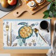 thumbnail image 2 of Coastal Turtle Placemats Set of 8, Ocean Nautical Starfish Conch Seashells Placemats for Dining Table, Place Mats for Kitchen Tabletop, Waterproof Wipeable Dining Table Mats Set, 2 of 9