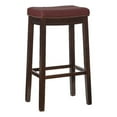 thumbnail image 1 of Linon Claridge Backless Bar Stool Red Faux Leather Wood Frame in Dark Brown, 1 of 13