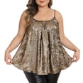 thumbnail image 2 of DARING DIVA Women's Plus Sequin Tank Top Spaghetti Strap Glitter Party Cami 3X Gold, 2 of 6