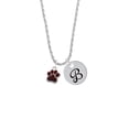 thumbnail image 2 of Delight Jewelry Silvertone Small Maroon Paw Silvertone Script Initial Disc - B - Charm Necklace, 20"+3", 2 of 4