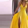 thumbnail image 2 of ZEHJUHAN Women's V-Neck Sleeveless Slit Maxi Sexy Back Tie A-Line Flowy Beach Dress For Summer Vacation Yellow，S, 2 of 13