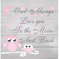 White Washed Pink Owl Moon and Stars Natural Wood Sign Pallet Art Wall Hanging Woodland Forest Animal Nursery Decor Art