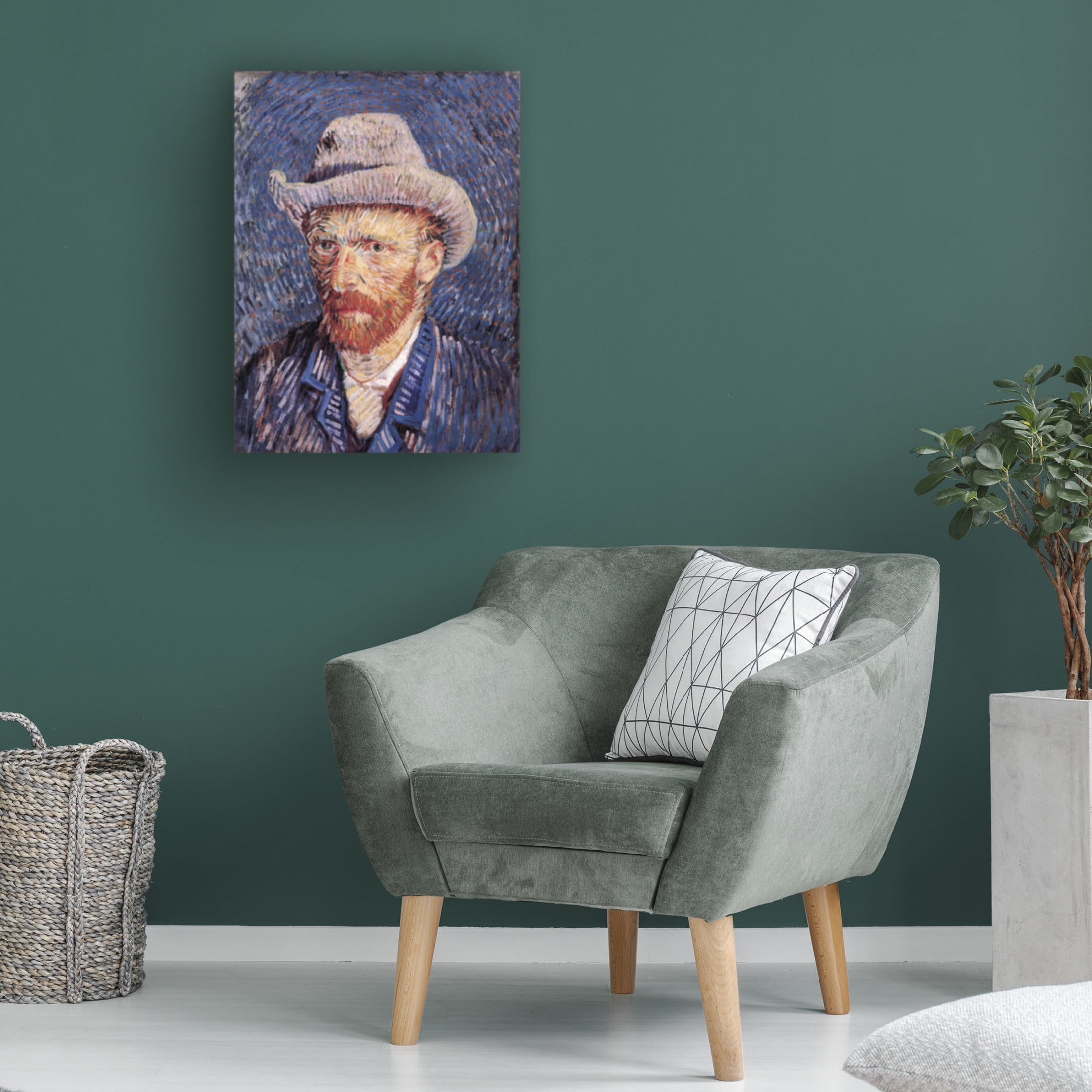 Canvas Wall Art - Masters Collection 'Self Portrait In Blue Vincent Van Gogh' Wall Art for Living Room, Bedroom, or Office Décor by Trademark Fine Art - 24 x 32 Inches