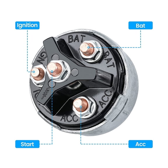 Phyun 12v Universal Engine Ignition Switch 2 Keys 4 Position on off Start Acc