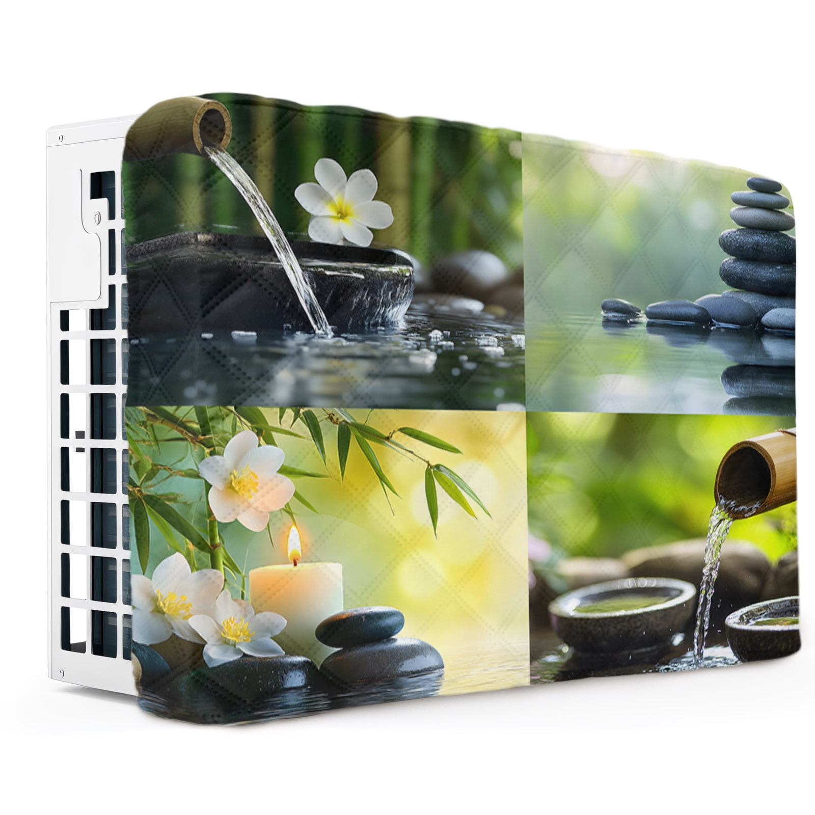 Zen Stones Indoor Air Conditioner Covers for Window Units Nature Water Reflection Checkered AC Cover for Inside Double Insulation Adjustable Waterproof Wall AC Cover Protector 21 x 15 x 3.5