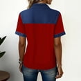 thumbnail image 4 of Denim Shirt Women Trendy Patchwork Short Sleeve Jean Shirt Casual Lapel Collared Shirts Button Up V Neck T Shirts Red 2XL, 4 of 5