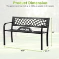 thumbnail image 3 of 45 Inch Metal Bench Outdoor Garden Bench Park Bench with Steel Frame & PVC Backrest, Patio Bench for 2-3 People, for Yard, Lawn, Decor, Deck, Entryway, Porch （Black）, 3 of 10