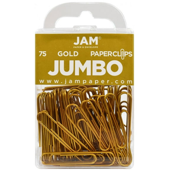 JAM Paper Jumbo Paper Clips, Gold, 75/Pack, Large