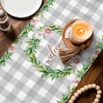 thumbnail image 3 of Spring Botanical Table Runner 72 Inches, Garden Birds Floral Leaves Gray Plaid Bed Runner Dresser Scarves Tabletop for Indoor Outdoor Parties/Ceremony/Banquet, 16" x 72", 3 of 8