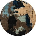 thumbnail image 1 of Ahgly Company Machine Washable Indoor Round Abstract Dark Almond Brown Area Rugs, 7' Round, 1 of 7