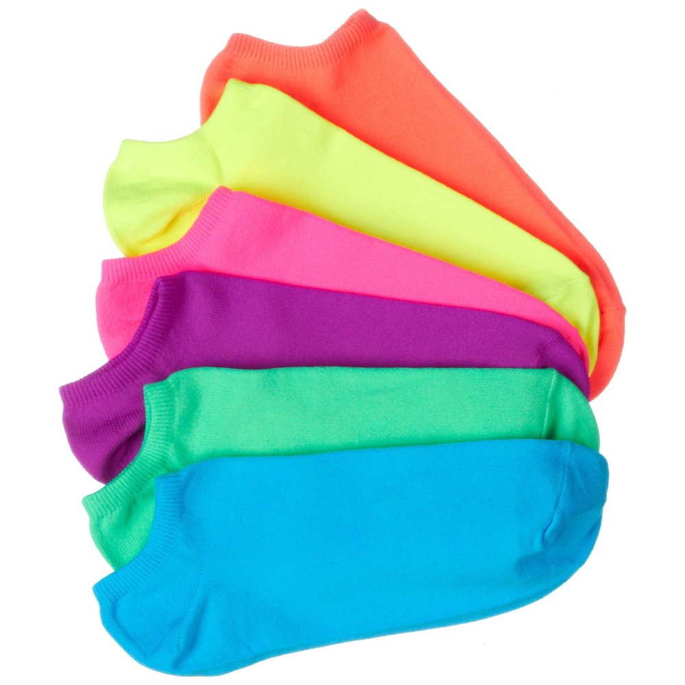Hue Hue Womens 6pk. Multi Color Ankle Socks One Size Neon multi