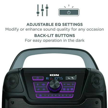ION Audio - Sport 320° 200W Portable Bluetooth Battery Powered All-Weather Speaker with Premium 5-Speaker 320˚ Sound - Black