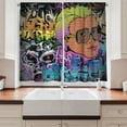 thumbnail image 2 of Ambesonne Urban Graffiti Kitchen Curtains, Hip Hop Design, 55"x39", Multicolor, 2 of 3