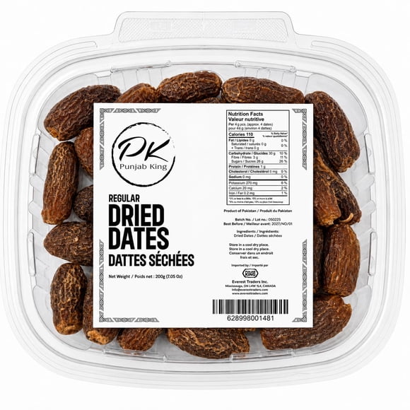 PK Punjab King Regular Dried Dates 200g – Natural Sweet Dates | Healthy Snack | Rich in Fiber & Energy | No Added Sugar