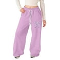 thumbnail image 2 of Girl Sweatpants Fashion Relaxed Fit Joggers Pants With Drawstring Summer Running Trousers With Pocket Purple, 2 of 5