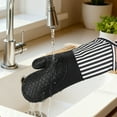 thumbnail image 4 of Unique Bargains Pot Holders Heat Resistant Gloves Black Vertical Stripes 10.9x7.1inch, 4 of 7