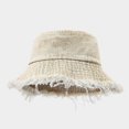 thumbnail image 2 of Fgnfyis Distressed Denim Bucket Hat Unisex Washed Fisherman Sun Outdoor Travel Street Style Fashion Headwear Khaki M, 2 of 3
