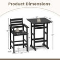 thumbnail image 3 of Costway 3-Piece Patio HDPE Bar Set Armchairs with Square High-Top Table Footrest Backrest Black, 3 of 9