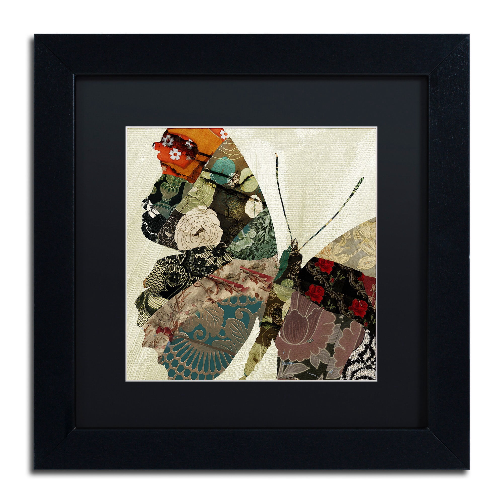 Trademark Fine Art "Butterfly Brocade III" Canvas Art by Color Bakery Black Matte, Black Frame