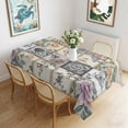 thumbnail image 3 of Vintage Flower Rectangle Tablecloth Gray Pink Orange Rose Floral Plaid Country Waterproof Wrinkle Free Soft Table Cloth Spill-Proof Washable Table Cover for Dining Party Picnic 60 x 102 Inch, 3 of 9