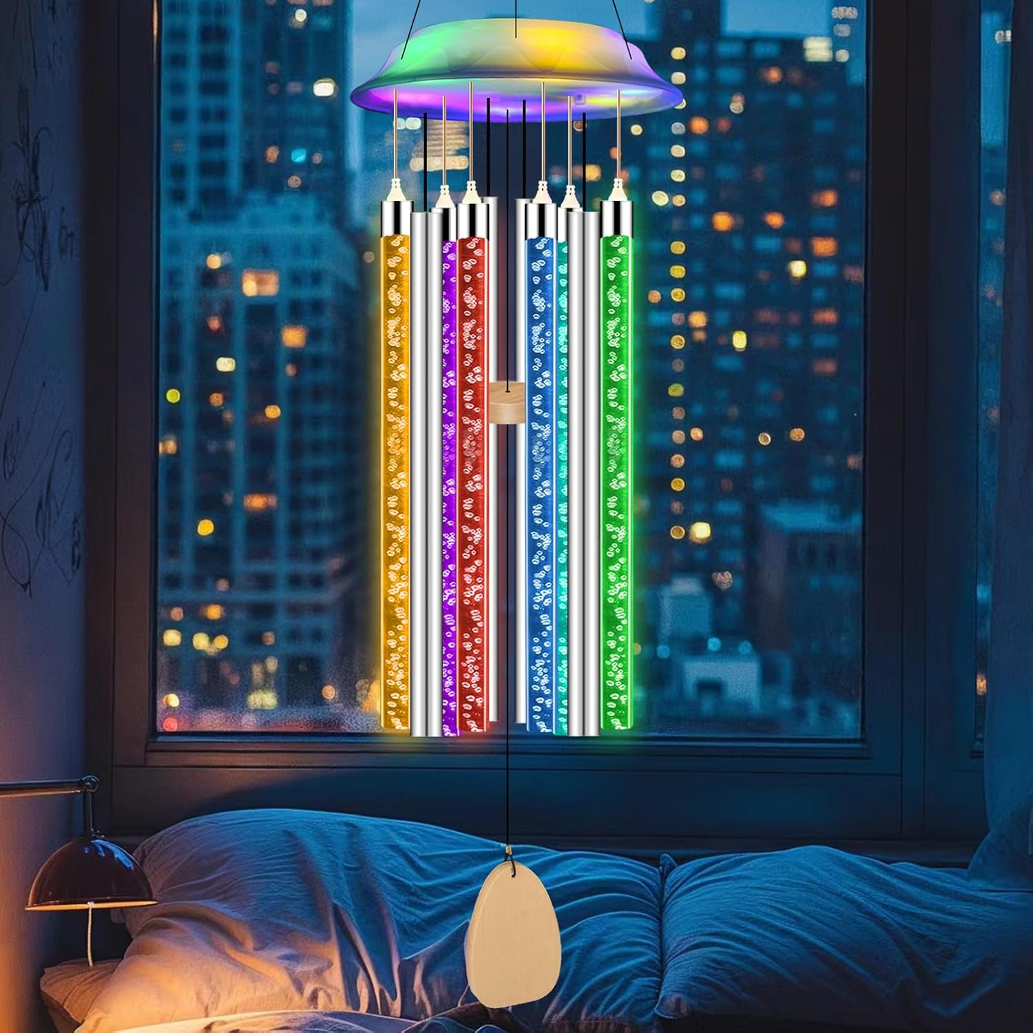 Qoosea Solar Color-Changing LED Wind Chimes photo 3