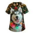 thumbnail image 3 of Garbnen Womens Christmas Scrub Tops V Neck Short Sleeve Womens Tops Winter Fall Xmas Print Nursing Scrubs with Pockets S-5xl, 3 of 4