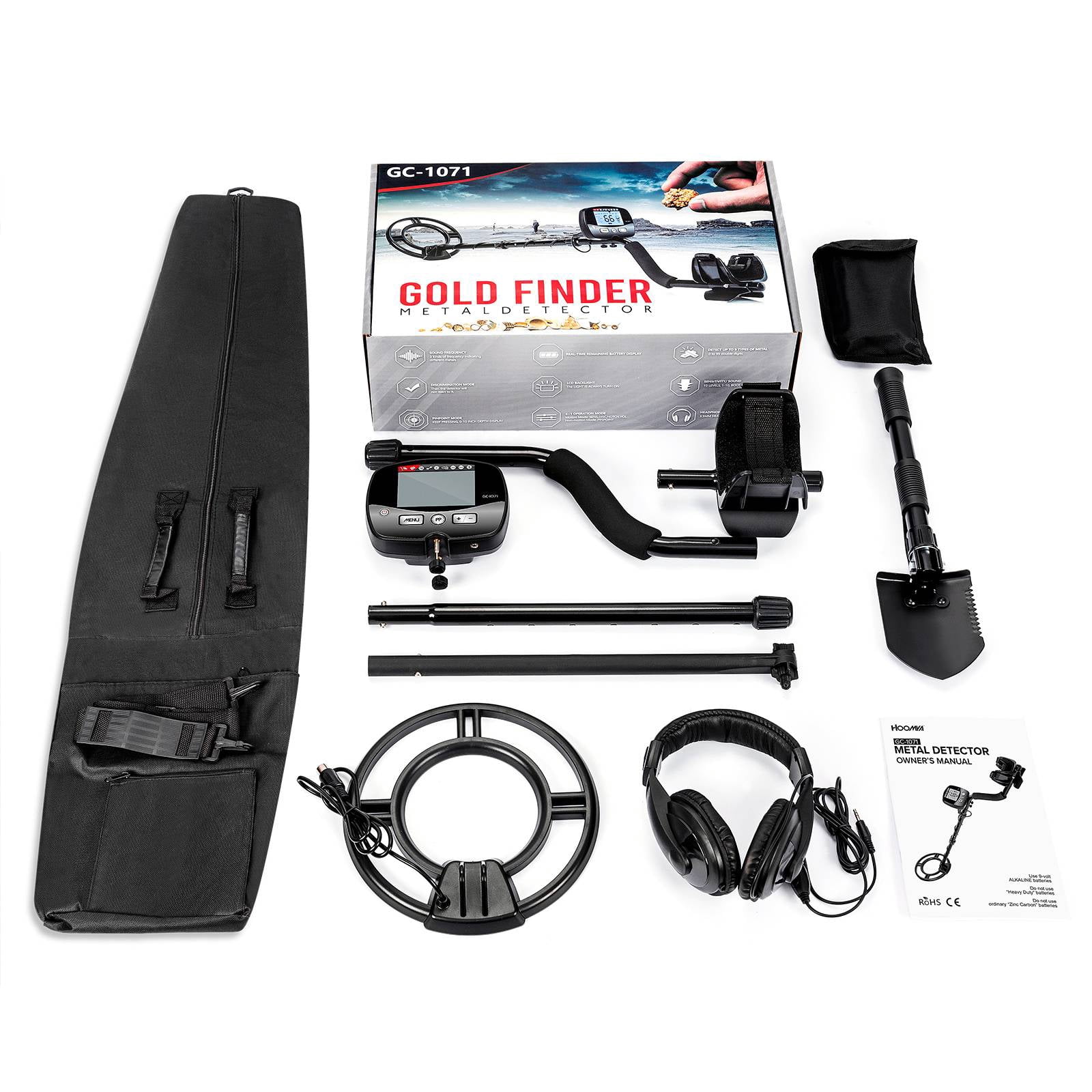 Hazlewolke GC-1071 Black Waterproof Adjustable Metal Detector