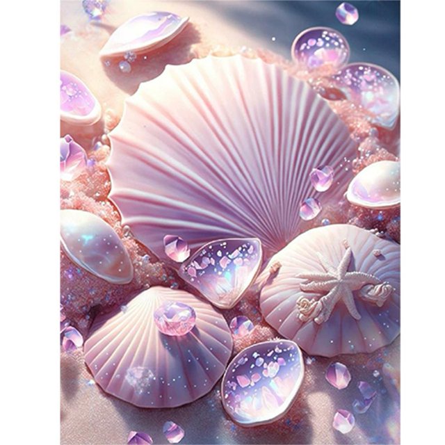 Cuadros Decorativos 5D bricolaje taladro redondo completo diamante pintura playa Shell Kit arte decoración del hogar (NH2919) Wdftyju de costura negro 4 estilos
