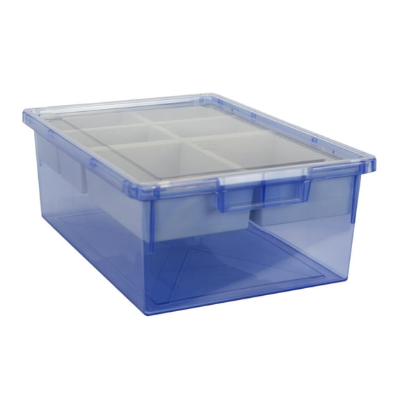 Bin/ Tote/ Tray Divider Kit - Double Depth 6" Bin in Tinted Blue - 3 pack
